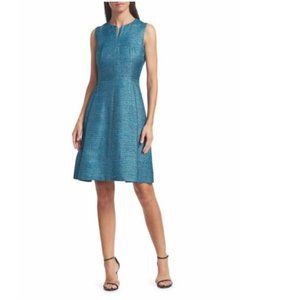 NWT! Akris Punto Sleeveless Silk Ottoman Dress Azure Size 4 Retail $1190